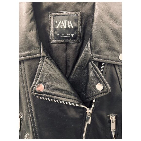 Zara Leather Biker Jacket [Size: Large] - Picture 5 of 5